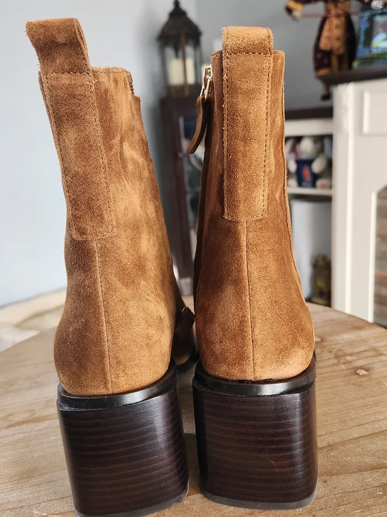 Everlane New The Studio Heel Block  Bootie Womens 9 Russet Suede Pointy Toe NWOB - Picture 6 of 9